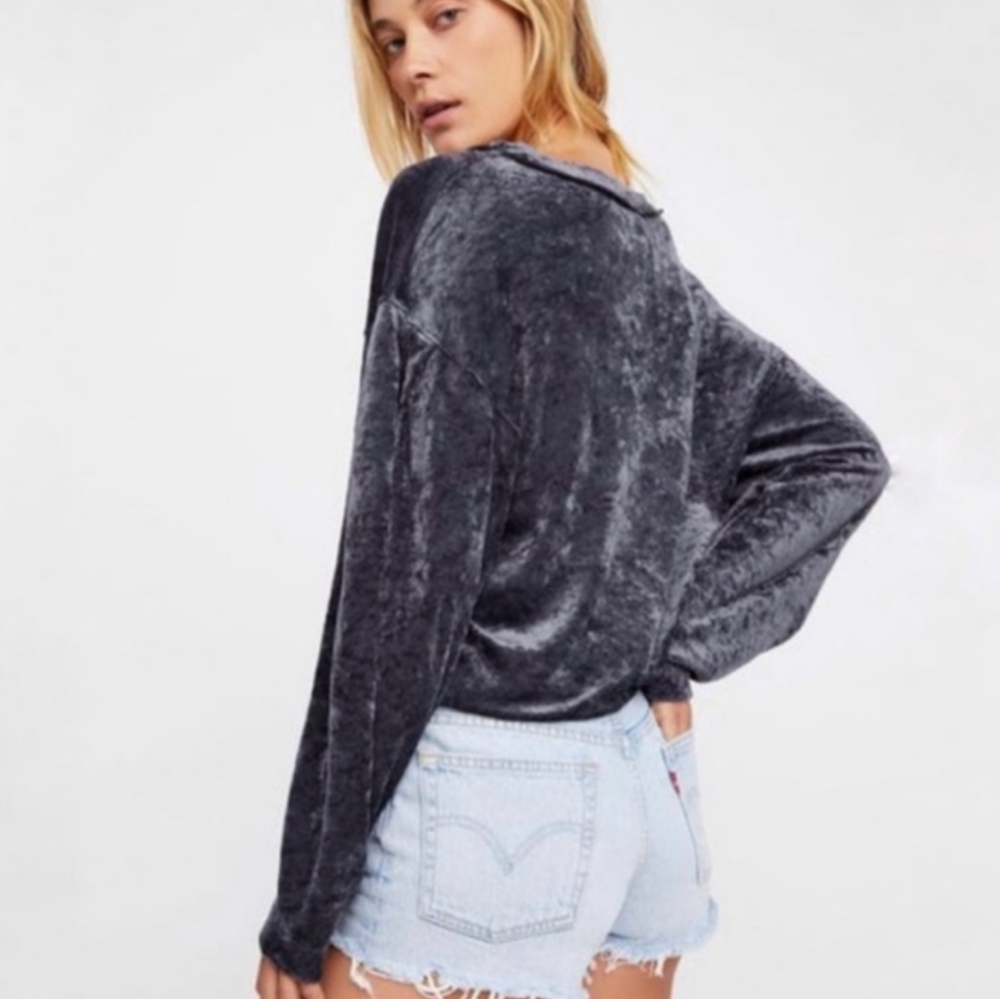 Free People We The Free Milan Crushed Velvet Top Size Extra Small